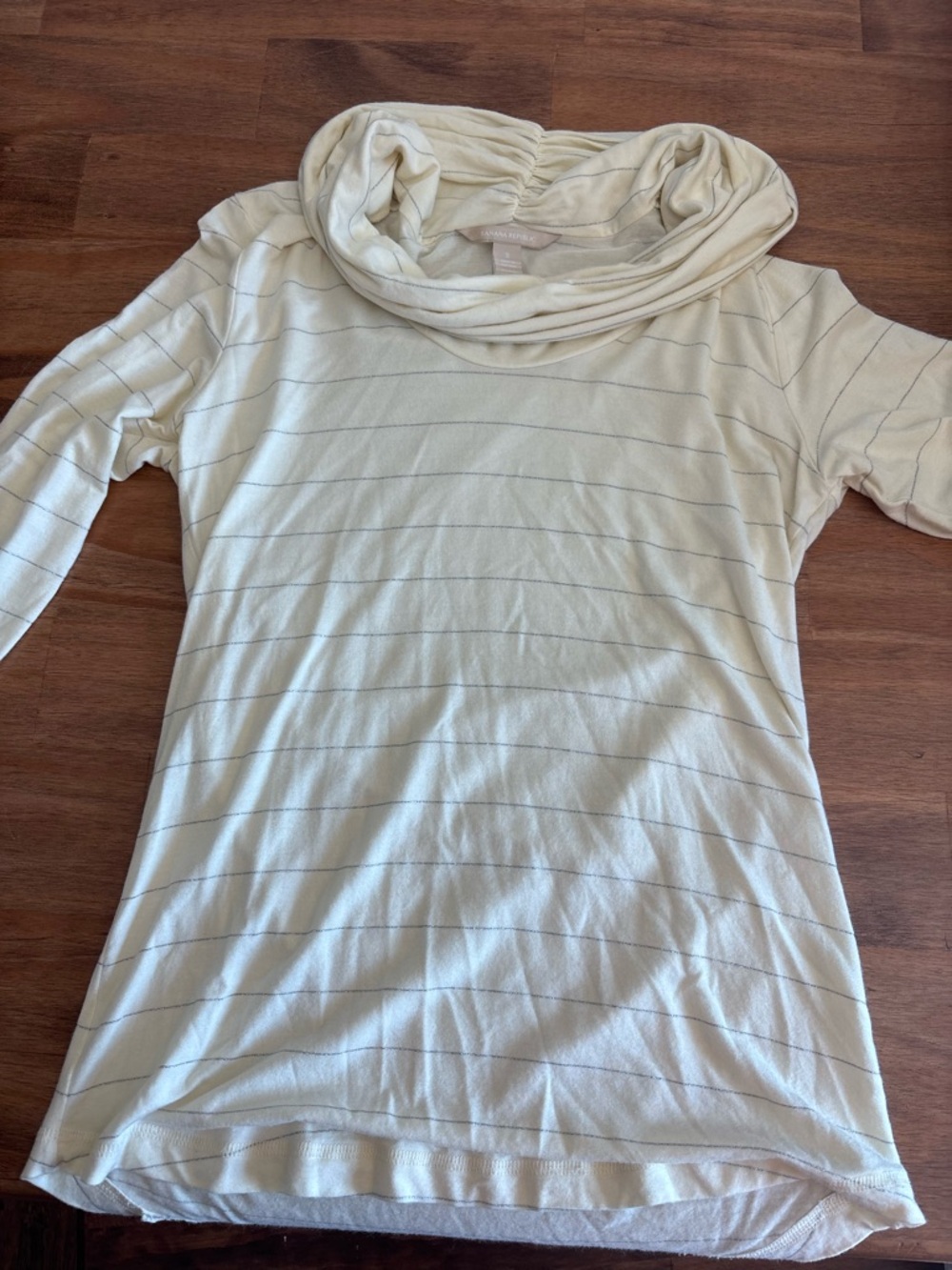 Banana Republic Cream Striped Cowl-Neck Sweater